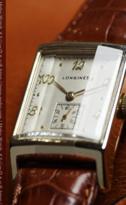 ロンジン 三面ガラスとケースの優れたデザインのアンティーク腕時計 【1950年頃】-W1446-5