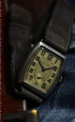 ロレックス・チューダー 非常に深みのある樽型の銀無垢アンティーク腕時計 【1940年頃】-W1711-2