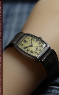 ロレックス・チューダー 非常に深みのある樽型の銀無垢アンティーク腕時計 【1940年頃】-W1711-26