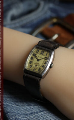 ロレックス・チューダー 非常に深みのある樽型の銀無垢アンティーク腕時計 【1940年頃】-W1711-28