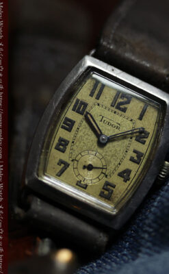 ロレックス・チューダー 非常に深みのある樽型の銀無垢アンティーク腕時計 【1940年頃】-W1711-8