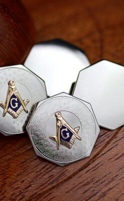 フリーメイソン金無垢カフスボタン-A0187-3