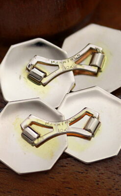 フリーメイソン金無垢カフスボタン-A0187-6