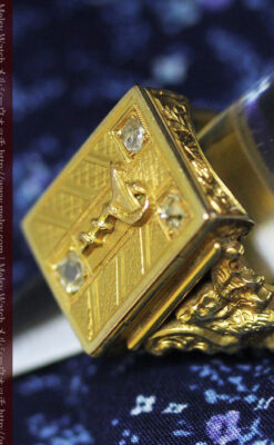 騎士の封蝋印とダイヤモンド・14金の指輪-A0202-7