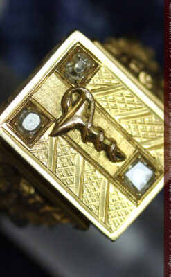 騎士の封蝋印とダイヤモンド・14金の指輪-A0202-9