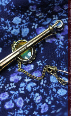 オパールと真珠の15金アンティークブローチ-A0208-10