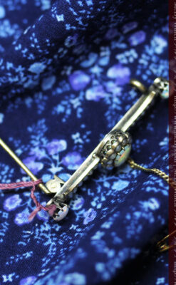 オパールと真珠の15金アンティークブローチ-A0208-11