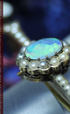 オパールと真珠の15金アンティークブローチ-A0208-7