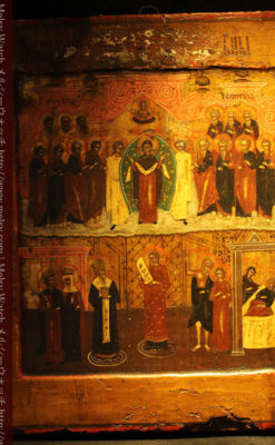生神女庇護祭を描いた18世紀のイコン・聖画像-A0213-1