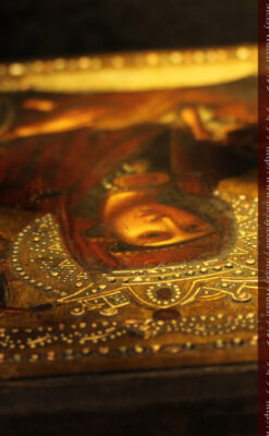 聖母マリアとイエスキリスト描いた1858年のイコン・聖画像-A0214-11