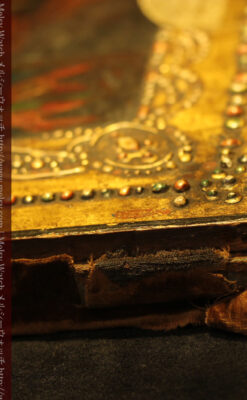 聖母マリアとイエスキリスト描いた1858年のイコン・聖画像-A0214-12