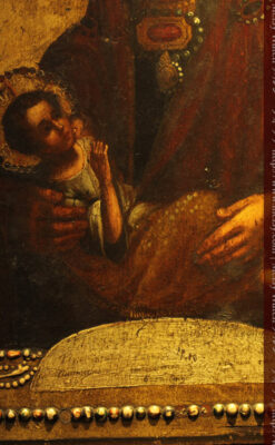 聖母マリアとイエスキリスト描いた1858年のイコン・聖画像-A0214-5