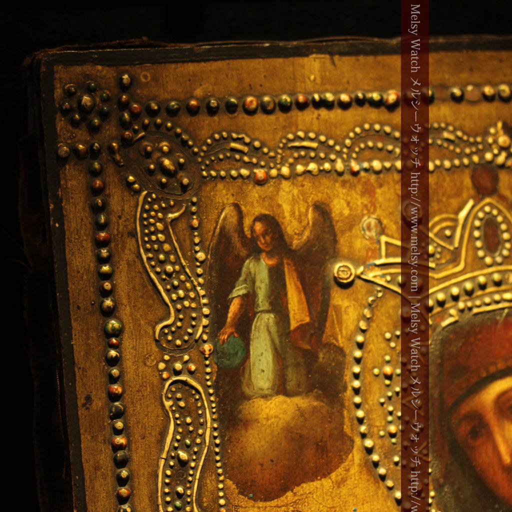 生神女マリヤ・聖母子像を描いた木板イコン/聖画像・テンペラ