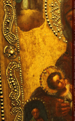 聖母マリアとイエスキリスト描いた1858年のイコン・聖画像-A0214-7