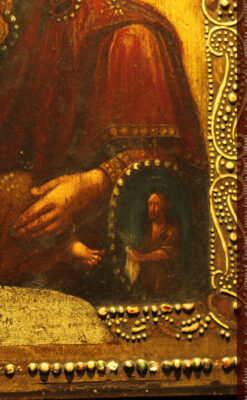 聖母マリアとイエスキリスト描いた1858年のイコン・聖画像-A0214-8