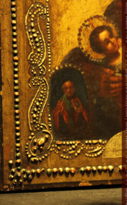 聖母マリアとイエスキリスト描いた1858年のイコン・聖画像-A0214-9