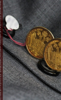 オーストリアの1915年ダカット金貨を使った金無垢カフス-A0216-2