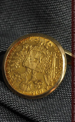 オーストリアの1915年ダカット金貨を使った金無垢カフス-A0216-3
