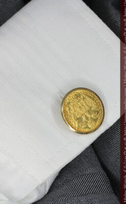オーストリアの1915年ダカット金貨を使った金無垢カフス-A0216-5