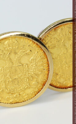 オーストリアの1915年ダカット金貨を使った金無垢カフス-A0216-6