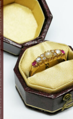 真珠とガーネットの金無垢指輪-A0219-1