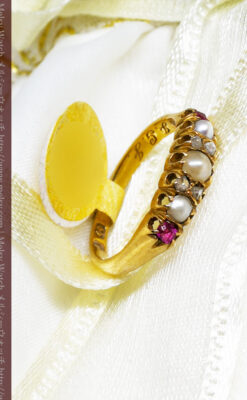 真珠とガーネットの金無垢指輪-A0219-3