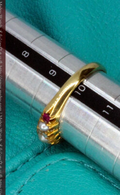 真珠とガーネットの金無垢指輪-A0219-6