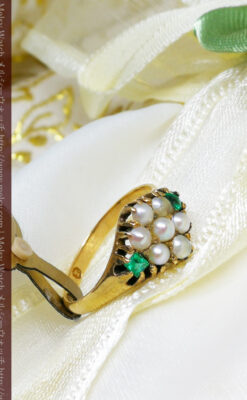 真珠とエメラルドの金無垢指輪-A0220-1