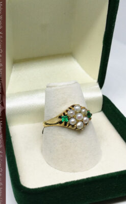 真珠とエメラルドの金無垢指輪-A0220-3