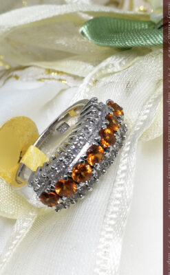 シトリンとダイヤモンドの金無垢指輪-A0223-2