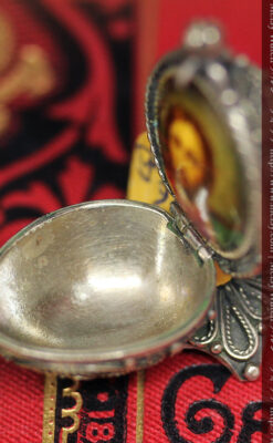 キリストのエナメル画・アンティーク銀無垢祭壇-A0240-10