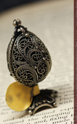 キリストのエナメル画・アンティーク銀無垢祭壇-A0240-3