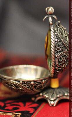 キリストのエナメル画・アンティーク銀無垢祭壇-A0240-9