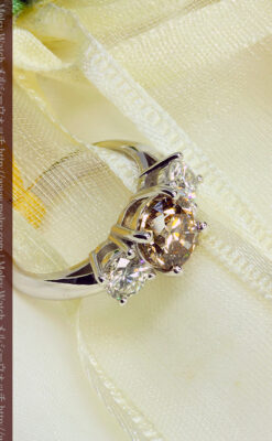 コニャック色大粒ダイヤモンドの１８金リング-A0244-2