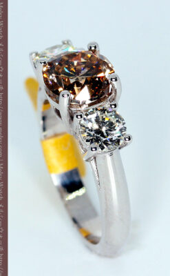 コニャック色大粒ダイヤモンドの18金リング-A0244-5