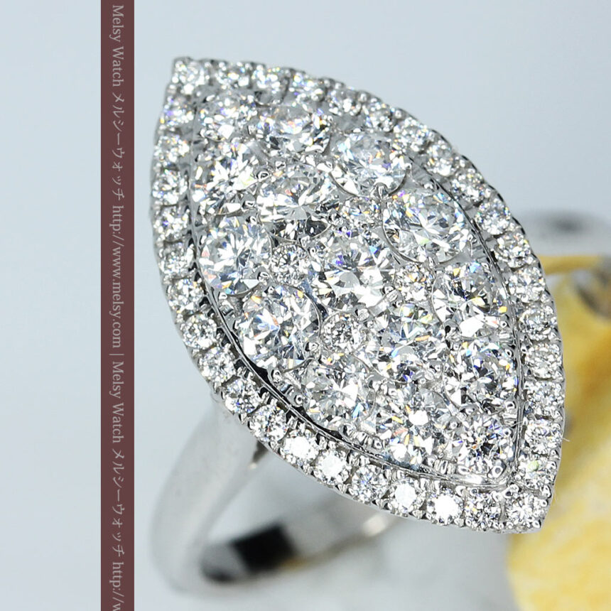 マーキス型のダイヤモンド18金リング-A0245-1