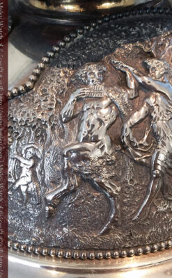 英国ロンドン・ビクトリア朝期の豪華な銀の燭台-A0252-11