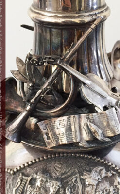 英国ロンドン・ビクトリア朝期の豪華な銀の燭台-A0252-5