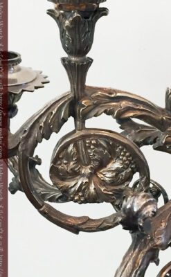 英国ロンドン・ビクトリア朝期の豪華な銀の燭台-A0252-7