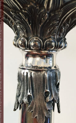 英国ロンドン・ビクトリア朝期の豪華な銀の燭台-A0252-9