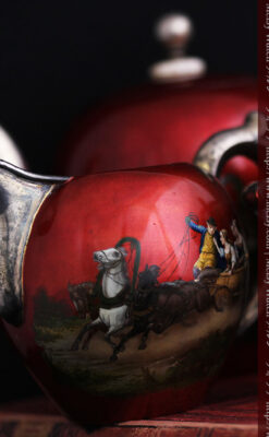 ロシア帝国時代の銀のティーポット3点セット 皇帝御用達モロゾフ製【1900年頃】-A0272-15