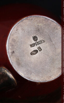 ロシア帝国時代の銀のティーポット3点セット 皇帝御用達モロゾフ製【1900年頃】-A0272-22