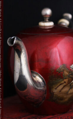 ロシア帝国時代の銀のティーポット3点セット 皇帝御用達モロゾフ製【1900年頃】-A0272-7