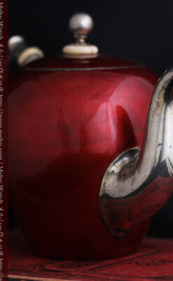 ロシア帝国時代の銀のティーポット3点セット 皇帝御用達モロゾフ製【1900年頃】-A0272-8