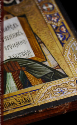 ミラの聖ニコラオ・ニコラウスを描いた木板イコン/聖画像・テンペラ 【19世紀後半のロシア製】-A0273-10