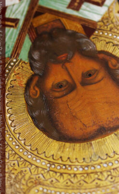 ミラの聖ニコラオ・ニコラウスを描いた木板イコン/聖画像・テンペラ 【19世紀後半のロシア製】-A0273-4