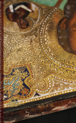 ミラの聖ニコラオ・ニコラウスを描いた木板イコン/聖画像・テンペラ 【19世紀後半のロシア製】-A0273-6