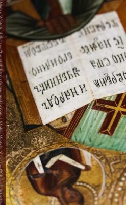 ミラの聖ニコラオ・ニコラウスを描いた木板イコン/聖画像・テンペラ 【19世紀後半のロシア製】-A0273-8