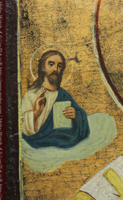 ミラの聖ニコラオ・ニコラウスを描いた木板イコン/聖画像・テンペラ 【19世紀後半のロシア製】-A0275-8