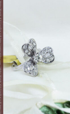 1910年頃の15金アンティークリング・ダイヤモンドの美しい花-A0276-1
